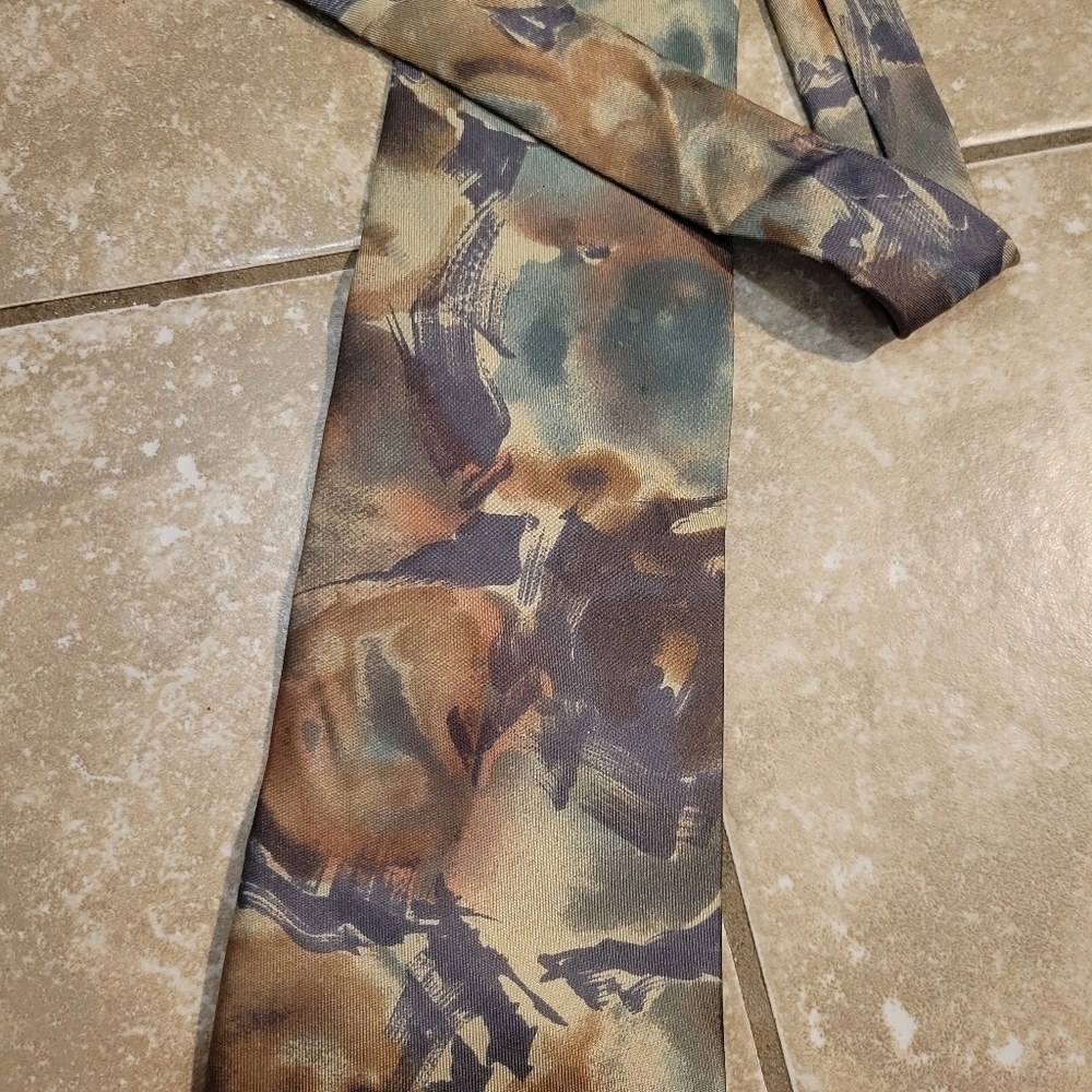Men's Multicolor Tie 100% Silk Tie - Picture 3 of 5